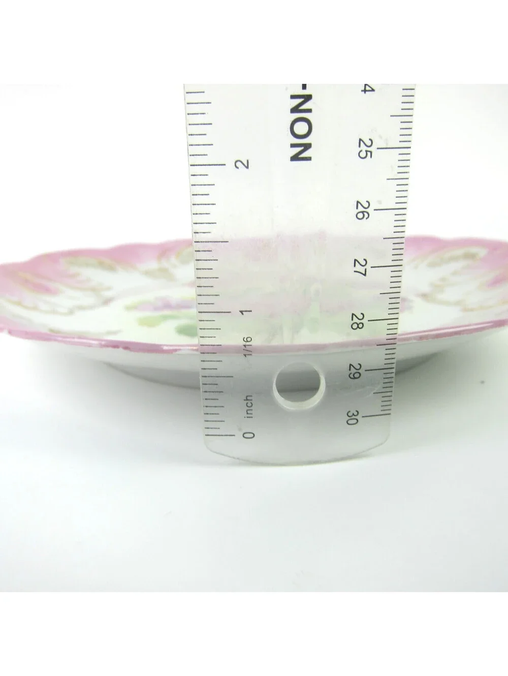 Antique Porcelain Plate Hydrangea Flowers Pink Rim Gold Accents 8